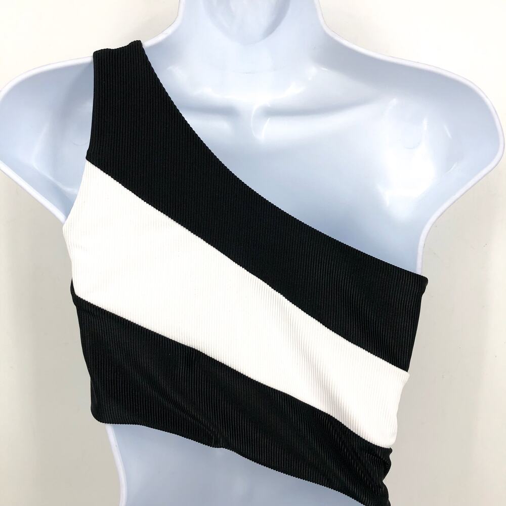 BEACH RIOT Women's Joyce One Shoulder One Piece Swimsuit Small Black White NWT - Picture 6 of 12